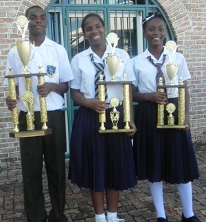 Students with Trophies