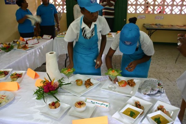 St Joseph Convent students doing final decorations to their cuisine