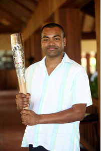 Day 152 of the The Glasgow 2014 Queen's Baton Relay in Grenada Victoria Cross recipient Johnson Beharry holds the Queen's Baton in Grenada on Sunday 9 March 2014. Grenada is nation 44 of 70 Commonwealth nations and territories to be visited by the Queen’s Baton.