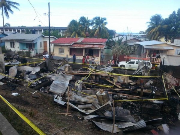 The aftermath of Saturday night's fire at Edwards Streetin Gouyave
