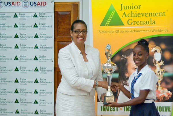 Dame Cecile presents trophy to champion schools