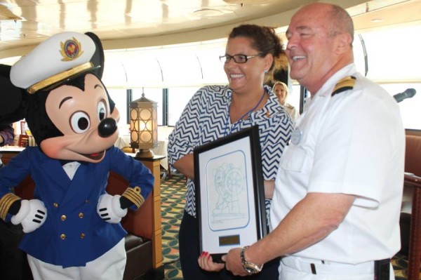 Tourism Minister Otway–Noel with Captain John Barwis of Disney Magic