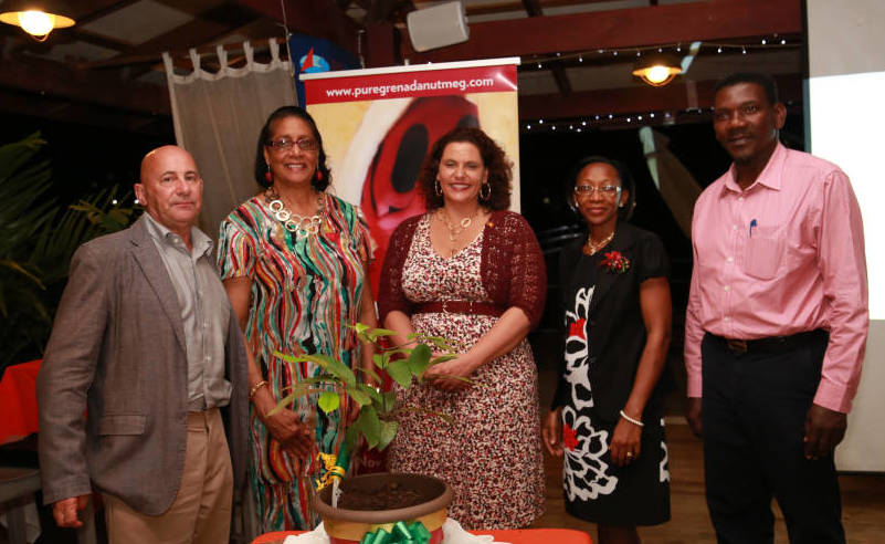 Denzil Phillip Consultant for the Nutmeg Festival; Dame Cécile La Grenade; Alexandra Otway-Noel, Minister for Tourism; Merina Jessamy, Permanent Secretary for Agriculture, Lands & Environment; and Ron O’Neale Agronomist at Ministry of Agriculture