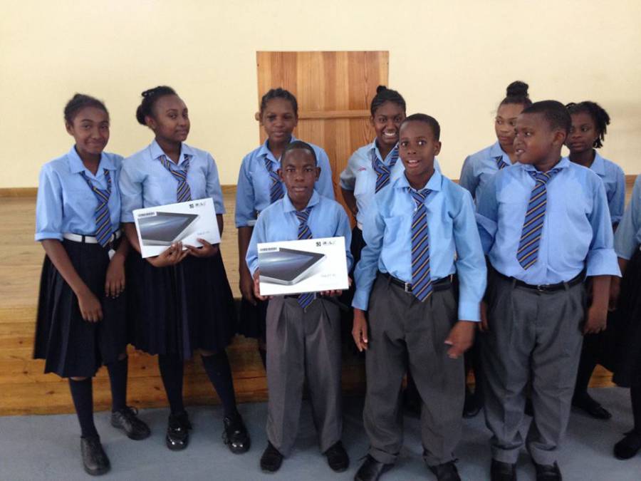 Students at the St John’s christian Secondary School presented with their tablets
