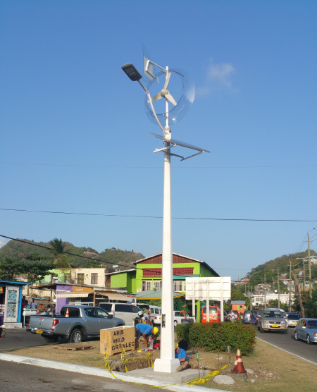 Team Installing Street Light powered by Wind and Solar Technology