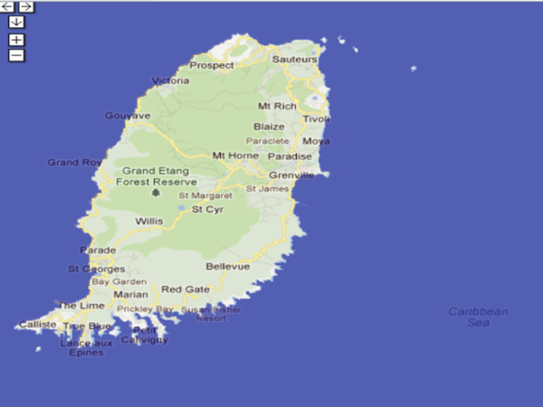 Map showing the areas at greatest risk assuming a sea-level rise of 2 meters in Grenada   Photo by Nature Conservancy (2)