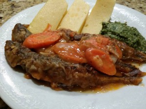 Cou cou, callaloo and fish. Photo by spiceislecafe.wordpress.com