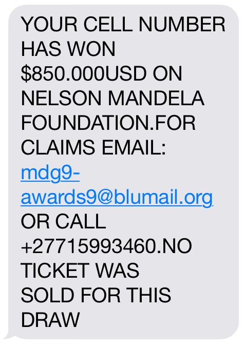 Text message scam