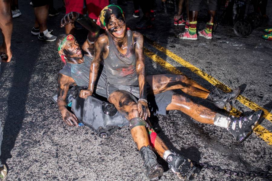 Hundreds of dancers, smeared in motor oil, in a drum-fuelled frenzy on the streets of Brooklyn