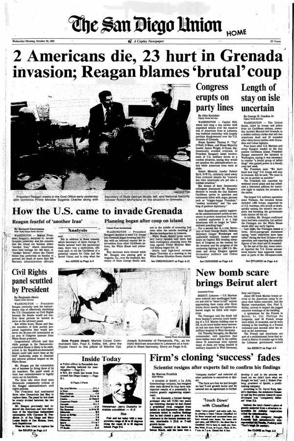 26 October 1983: US invades Grenada
