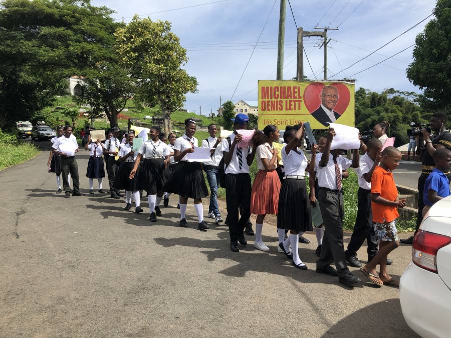 Students protest for teachers to return to classrooms