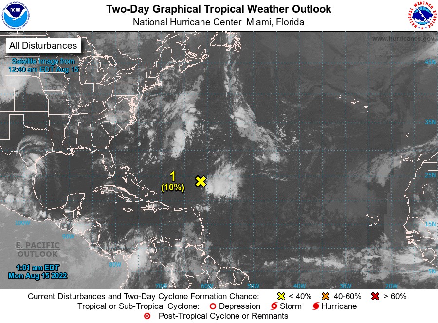 Tropical Weather Outlook: Monday, 15 August 2022 (2 am)