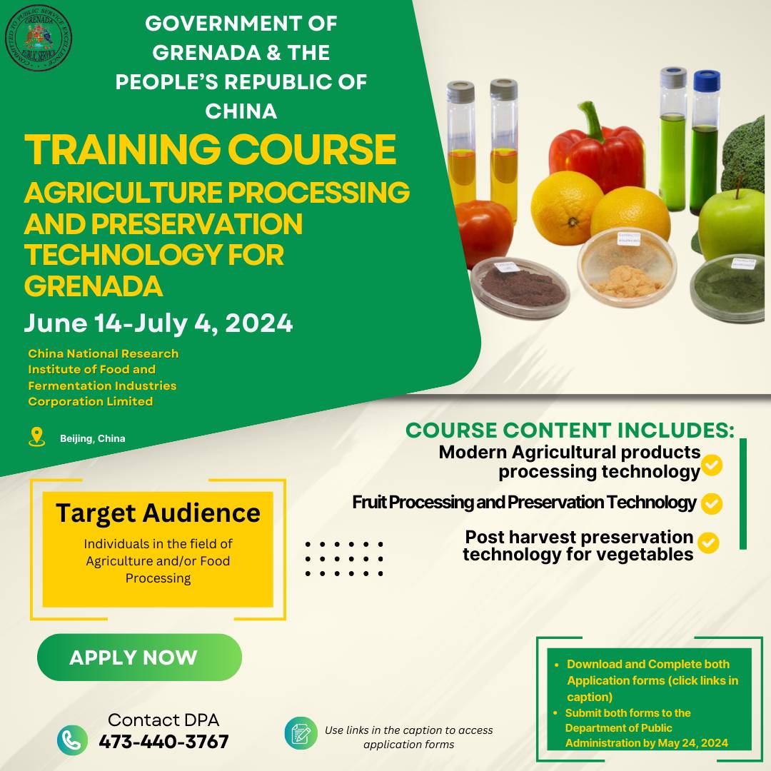 Bilateral Training Course: Agriculture Processing and Preservation Technology for Grenada