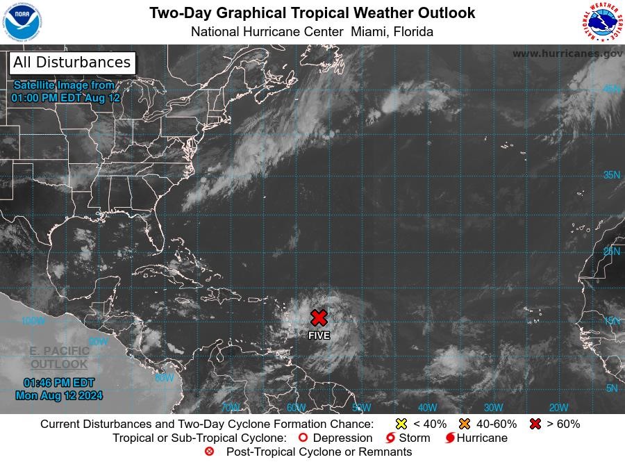 Tropical Weather Outlook: Monday, 12 August 2024 (2 pm)