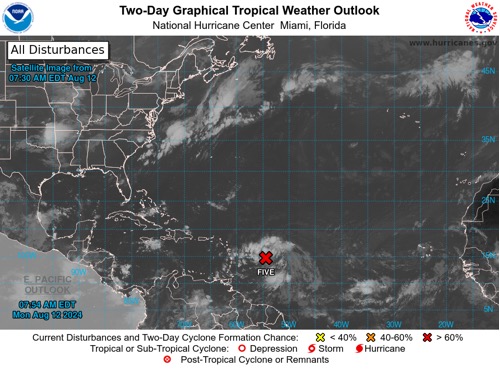 Tropical Weather Outlook: Monday, 12 August 2024 (8 am)