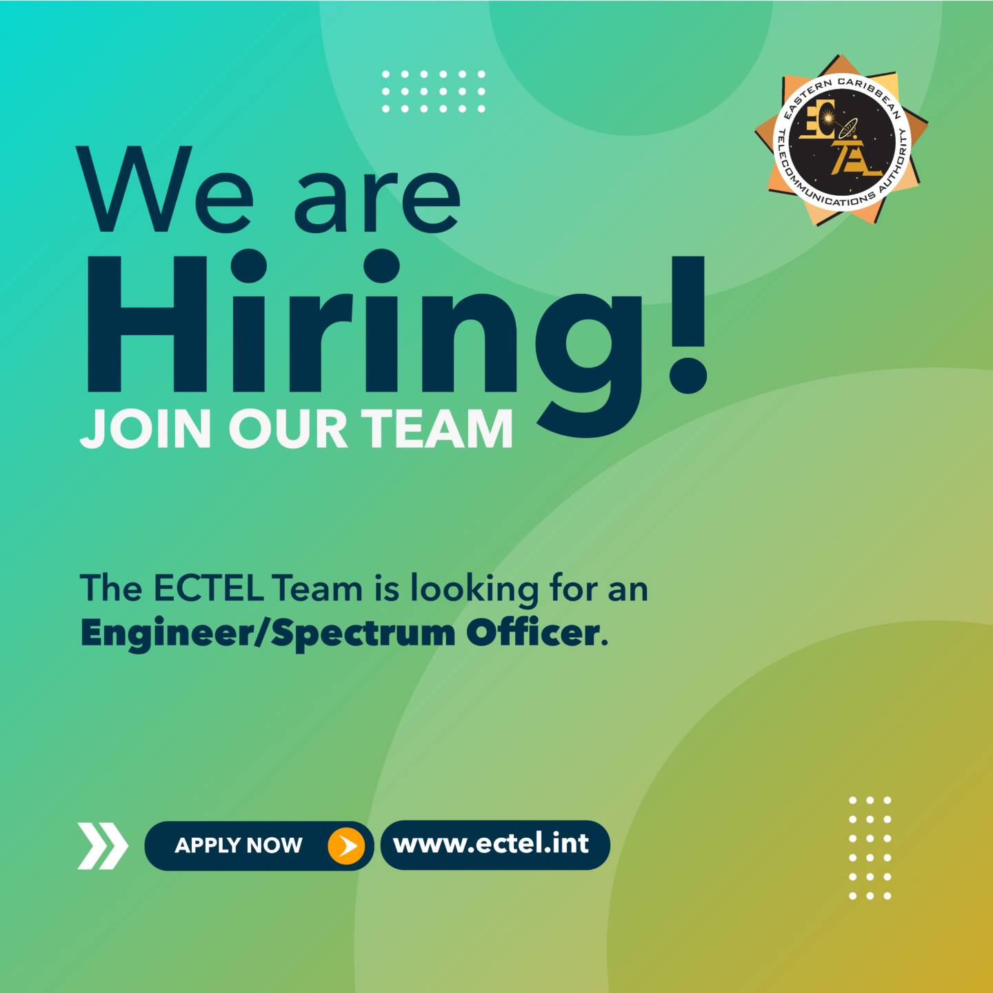 ECTEL Vacancy: Post of Engineer/Spectrum Officer