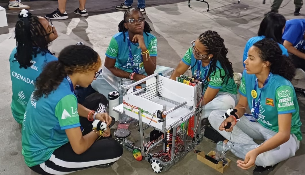 All female Team Grenada Robotics Club at 2024 FIRST Global Challenge