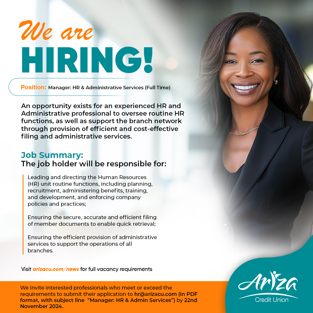 Ariza Vacancy: Manager – HR & Administrative Services