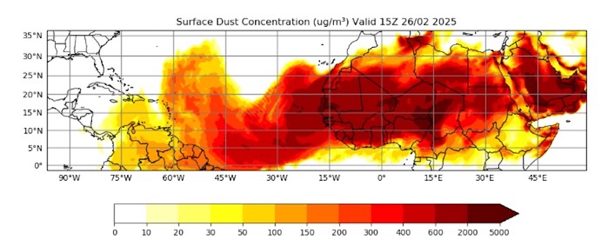 Saharan Dust advisory: Tuesday, 25 February 2025 (6 pm)