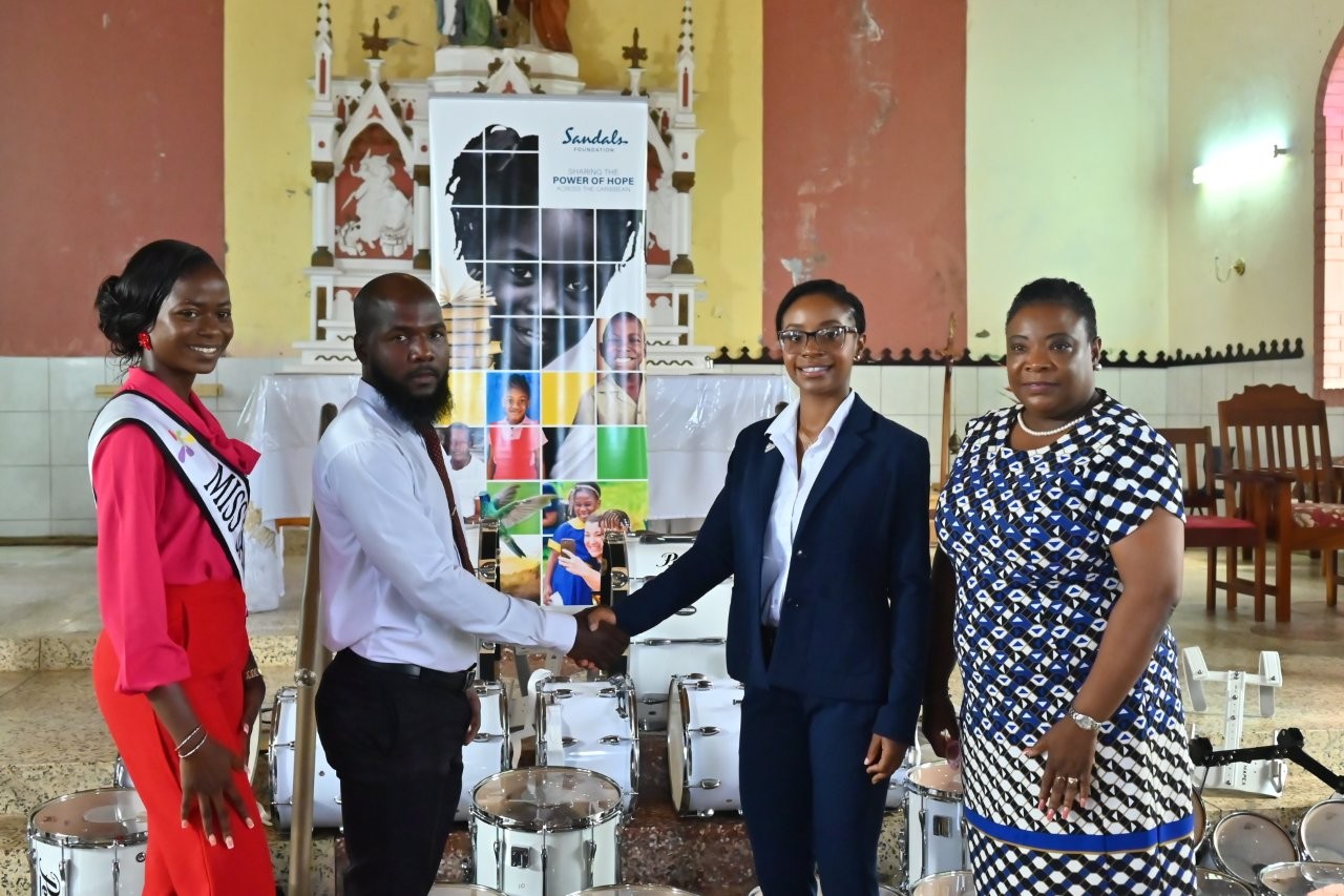 St David’s Catholic Secondary School Drum Corps receive musical equipment