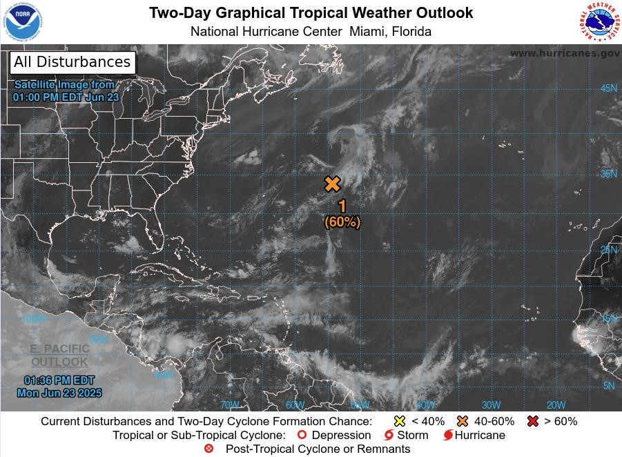 Tropical Weather Outlook: Monday, 23 June 2025 (2 pm)