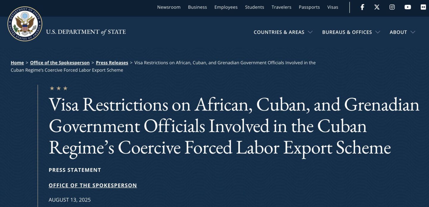 US imposes visa restriction on Grenada’s government officials and their families