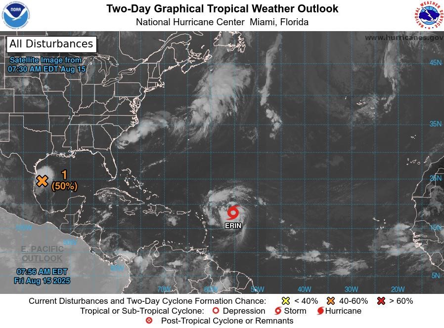 Tropical Weather Outlook: Friday, 15 August 2025 (8 am)