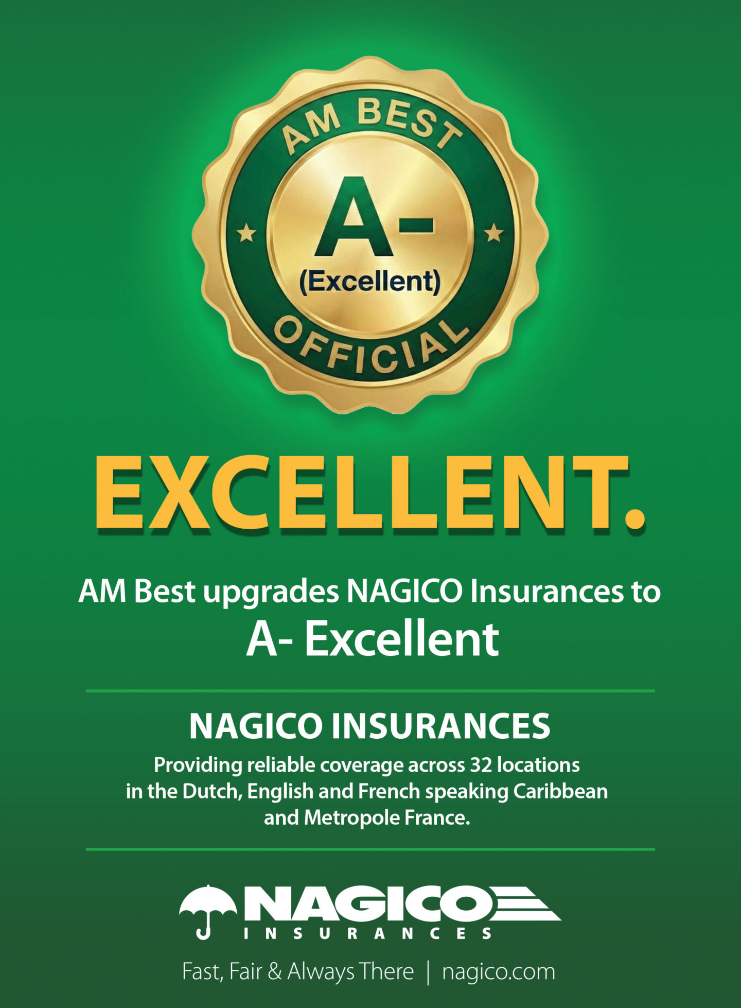 NAGICO Insurances upgraded to A- (Excellent) by AM Best