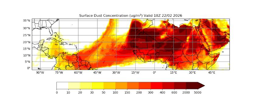 Saharan Dust advisory: Sunday, 22 February 2026