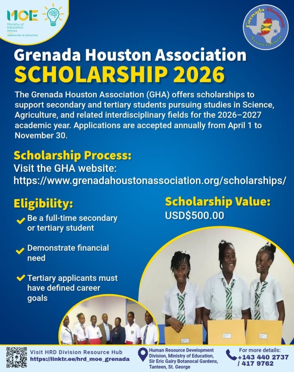 Grenada Houston Association Scholarship 2026–2027