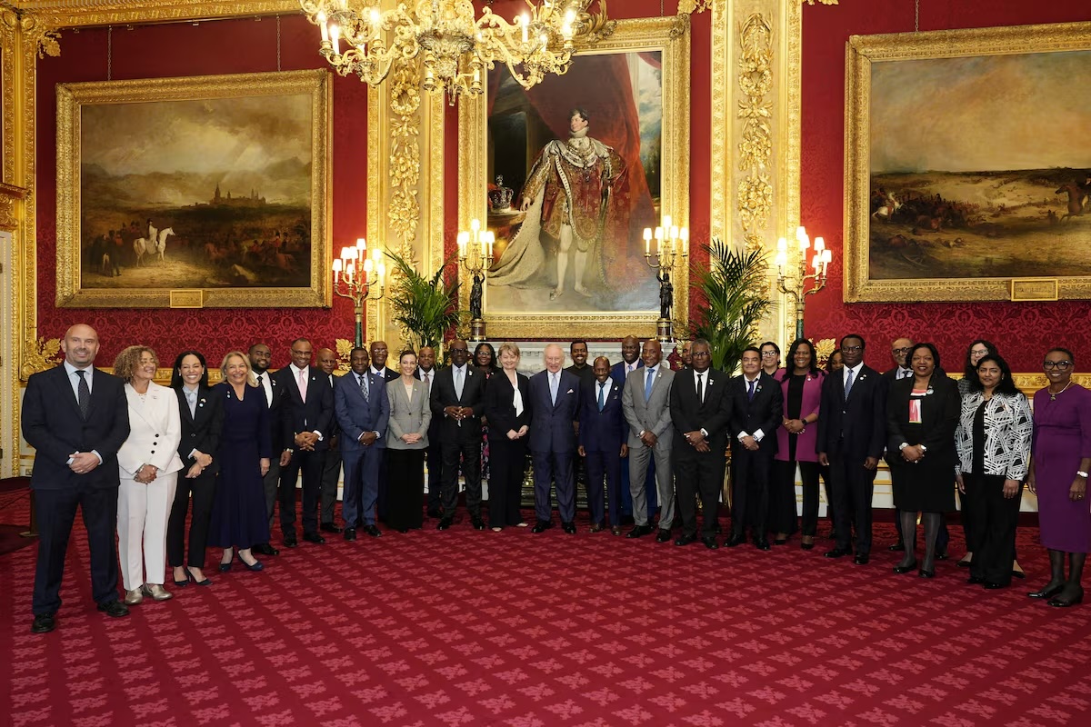 King Charles photo with Caribbean officials under portrait of slavery-enriched monarch sparks criticism